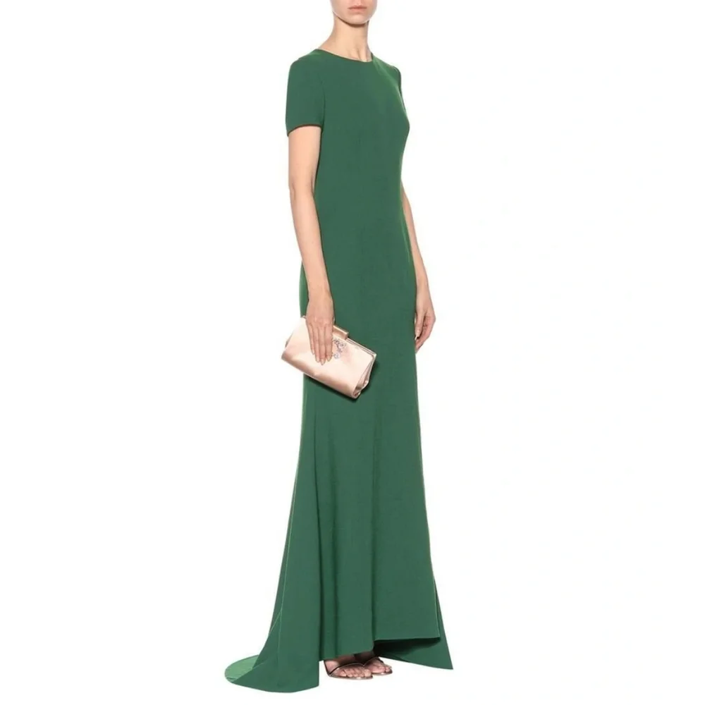 $3,690 NEW OSCAR DE LA RENTA HUNTER GREEN VIRGIN WOOL RUNWAY DRESS US 8